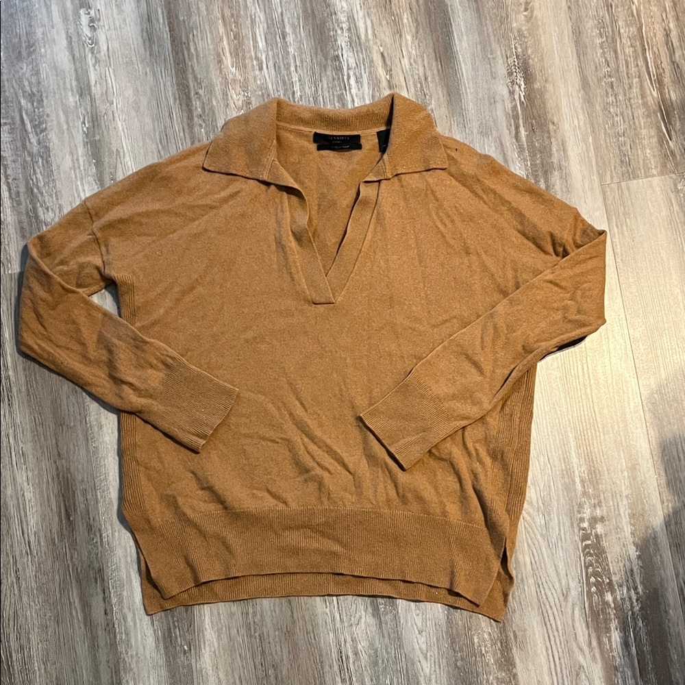 All Saints Women's V-Neck Sweater in Tan